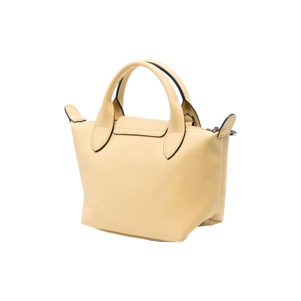Longchamp Le Pliage Xtra 17 Solid Color Snap Zipper Closure Leather Dumpling Bag Mini Women Handbags Chicken-Yellow 1500987A81