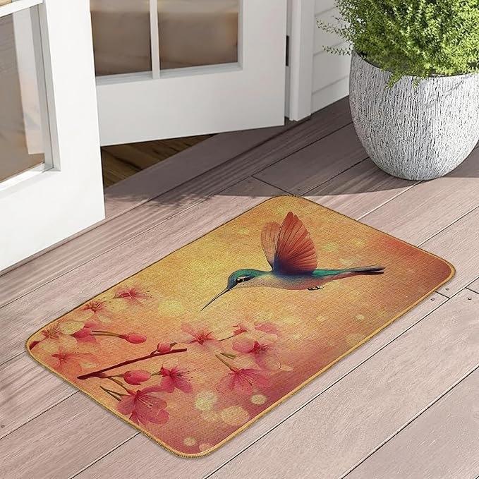 Retro Butterfly Floor Mat Bathroom Door Mat Dirt Resistant and Easy To Maintain Foot Mat