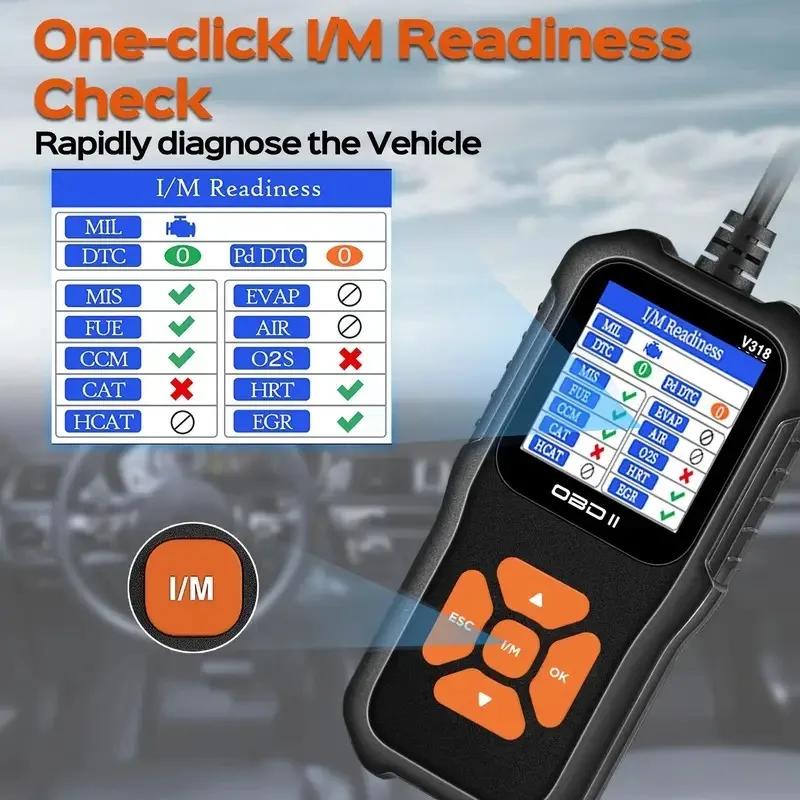 V318 Автомобильный диагностический инструмент – OBD2 сканер с тестом аккумулятора, считыватель кодов неисправностей, поддержка нескольких языков