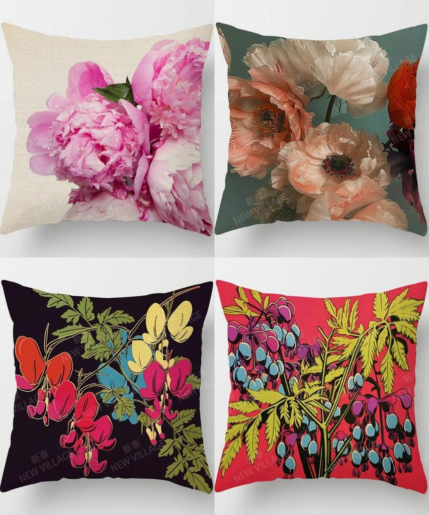 Floral and Colorful Patterned Throw Pillow Covers Pattern Cushion Cover Suitable for Sofa Bedroom Car Pillow Cover