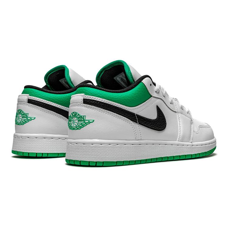 Jordan 1 Low White Lucky Green Tumbled Leather GS 553560-129