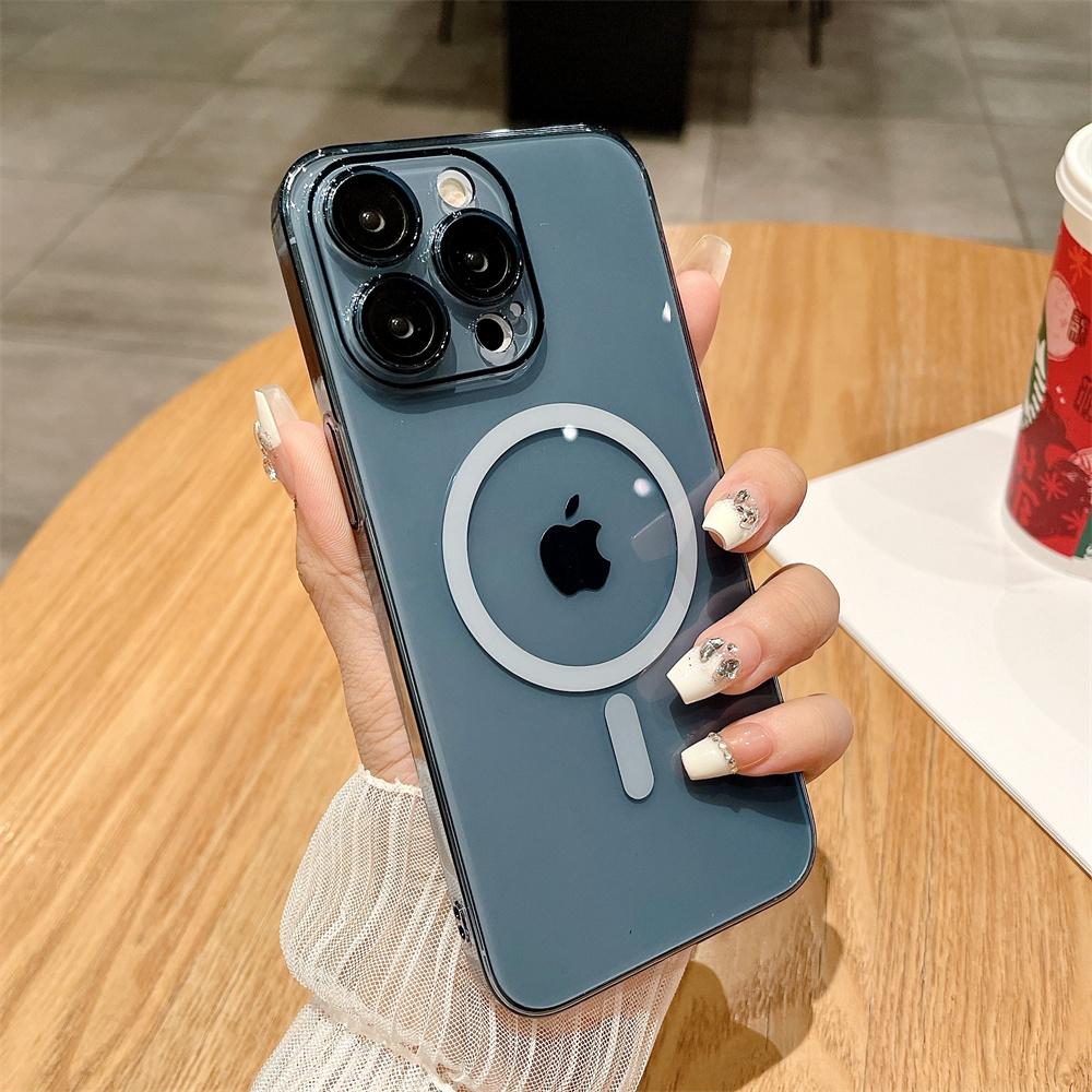 Ультратонкий HD прозрачный чехол для беспроводной зарядки Magsafe для iPhone 16 15 14 13 12 11 Pro Max Plus, тонкий чехол из магнитного жесткого пластика