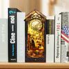 DIY Book Nook Kit 3D Wooden Puzzle Bookshelf Insert Home Decor with LED Light DIY Miniature Dollhouse Model Kit Creative Gifts
