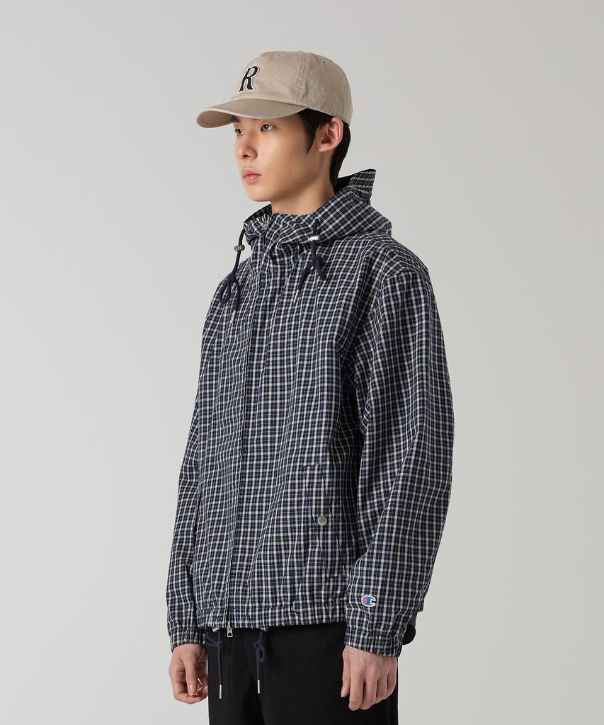 CHAMPION Check Cotton Windbreaker Navy
