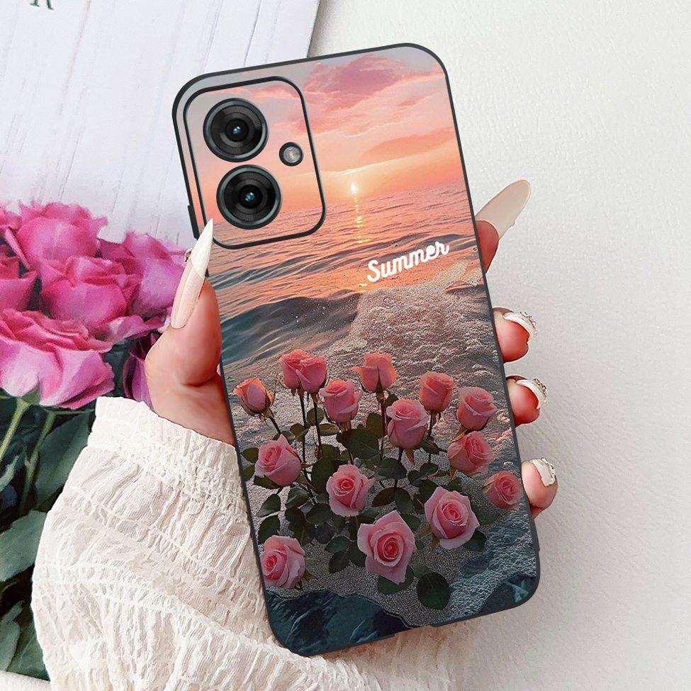 For Motorola Moto G55 Case Silicone Cute Cat Fashion Flowers Cool Painted Cover For Motorola G55 Moto G55 Phone Case XT2435-2