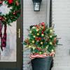 Освещенная рождественская елка, стойка для праздничных кашпо на батарейках, украшение 16 дюймов, искусственная рождественская сосна