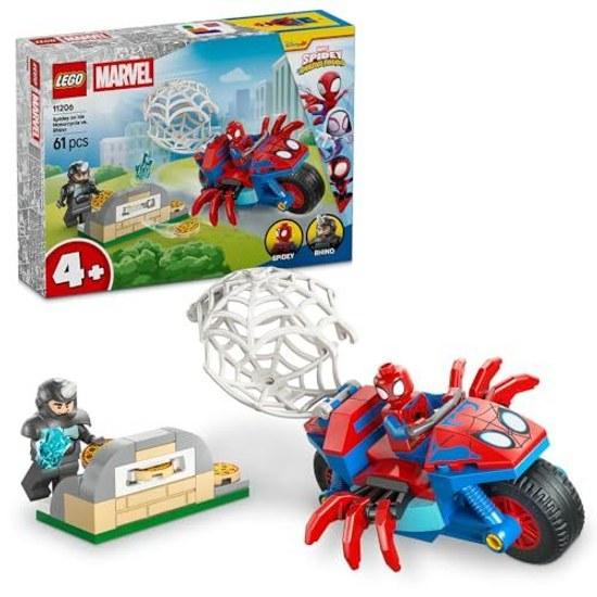LEGO Marvel Spidey His Amazing Friends Chasing Rhino on Bike 11206 Toy Boys Girls Toys Birthday Present Blocks Educational 4 Years Old 5 6 Role Play