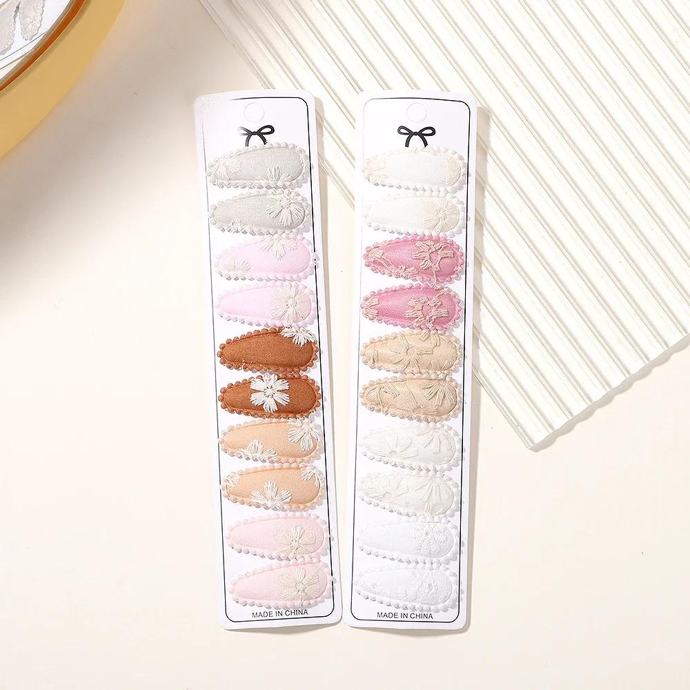 10/20Pcs Mini Print Cotton Alloy Hair Clips Hairpin for Girl Fabric Plaid BB Hairgripes Sweet Headwear Kids Hair Accessories