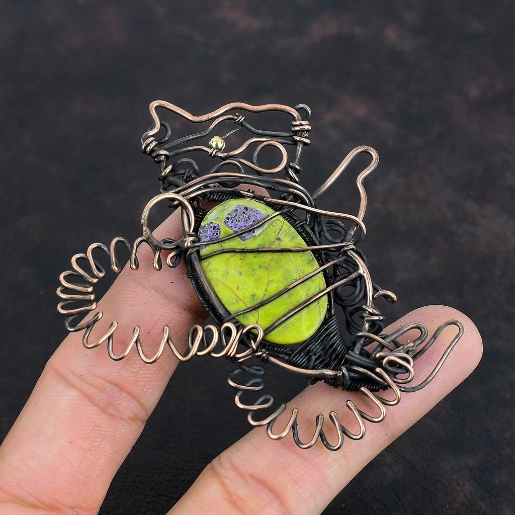 Подвеска Stichtite, медная проволочная обертка, подвеска в виде кролика, драгоценный камень, медная подвеска, ювелирные изделия ручной работы, проволочная обертка, подарки на помолвку