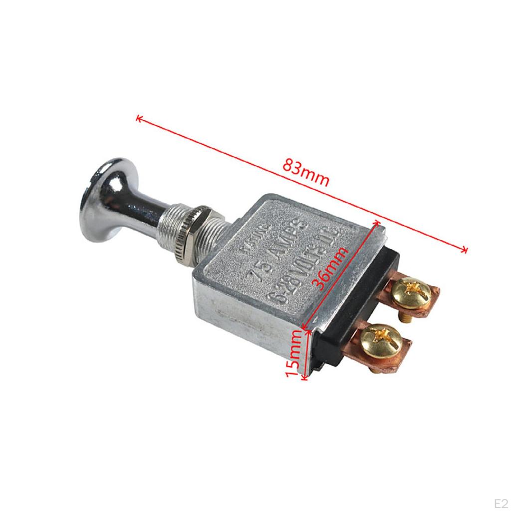 Сверхмощный 75 А кнопочный выключатель 2P клеммы, профессиональные аксессуары серебристая хромированная ручка 6-28 В постоянного тока