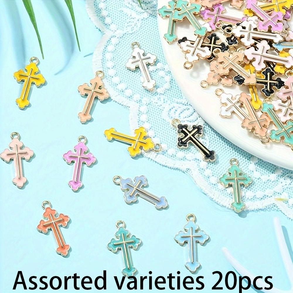 10/20/30 шт. Цветной масляный крест-капля из сплава, подвеска из сплава в форме креста, сделай сам, браслет, ожерелье, серьги, брелок, цепочка для ног