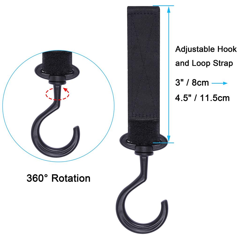 Wisdompro Car Storage Hooks 4 Pack Car Seat Hooks Luggage Hanger Headrest Hooks, Load Capacity 22.8 lbs (10 kg), Easy Installation, Black