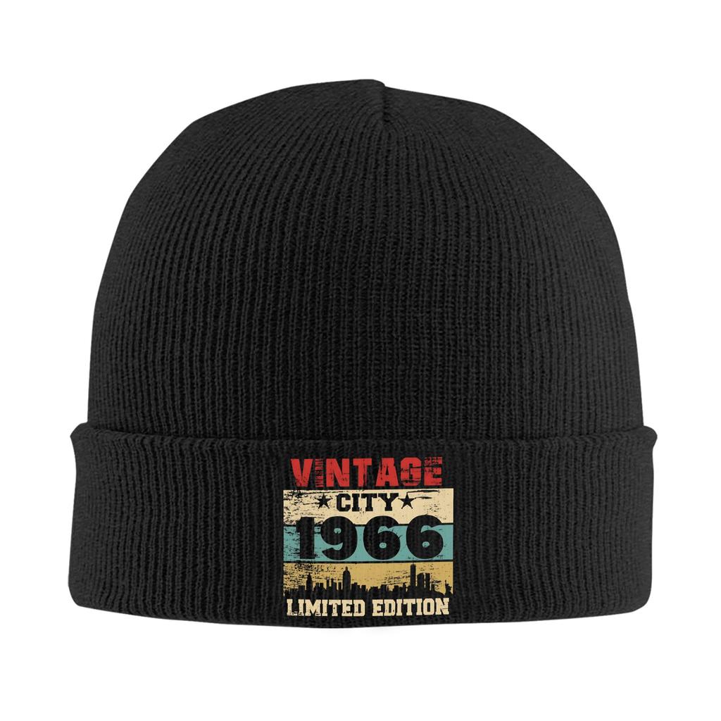 Men Women Knit Cuff Beanie Born in 1966 vintage age 60 years old 60th birthday Winter Warm Knitted Caps  Beanies Skullies