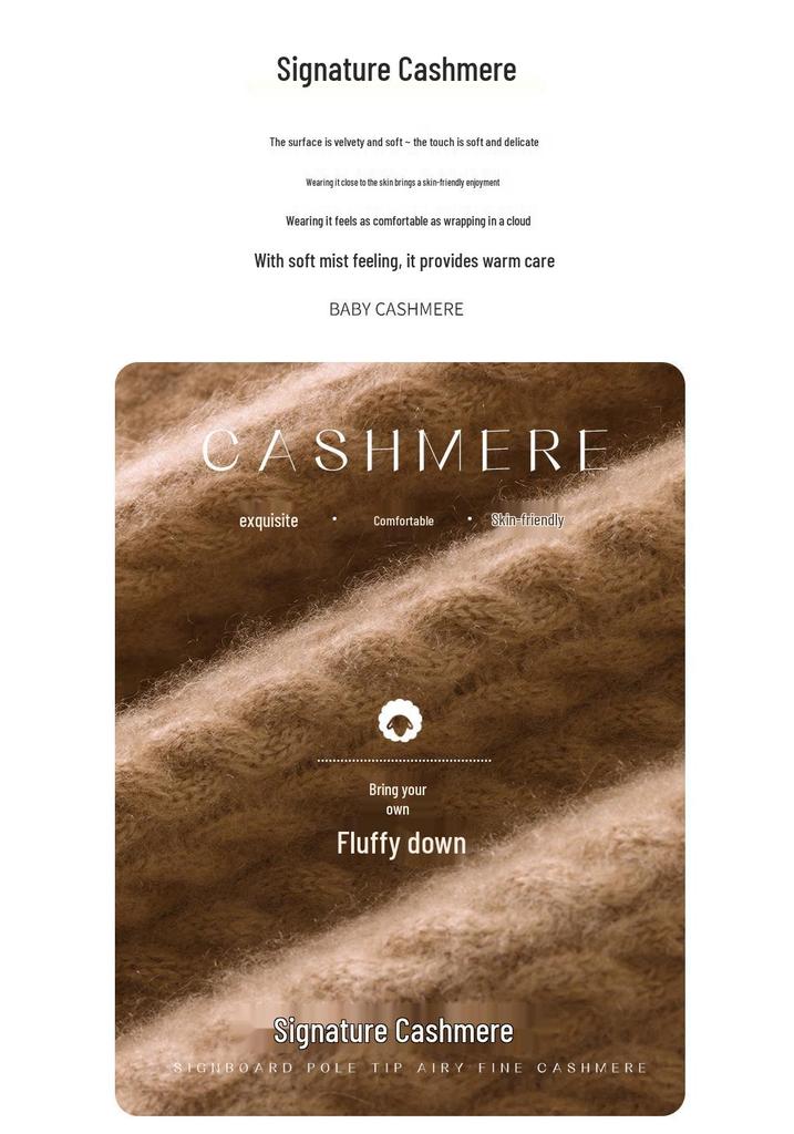 Women's Half-High Collar Cable Knit Cashmere Sweater - Korean Style Thick Pullover for Autumn and Winter