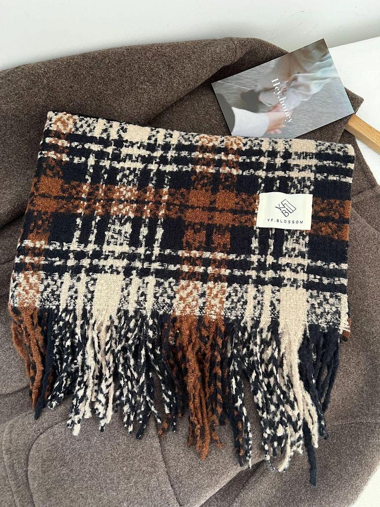 Korean Imitation Cashmere Plaid Scarf for Women - Thick, Warm, Versatile Autumn/Winter Fashion