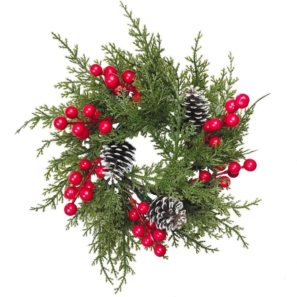 Plastic Christmas Candle Ring Artificial Pine Needle Table Centerpiece Holiday Dinner Table