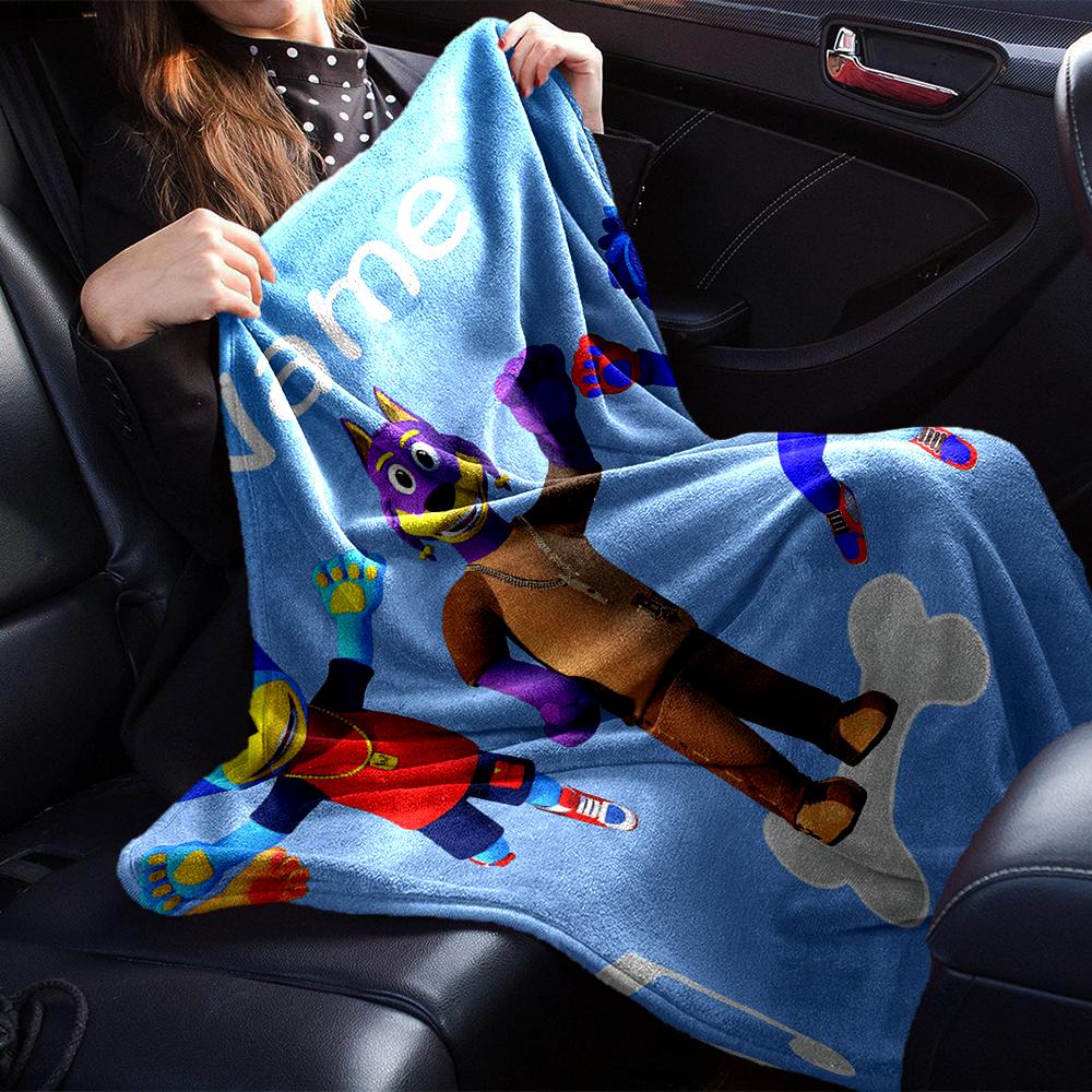 Custom Name Doggyland Theme Printed Blanket - Perfect for Couch, Bed, Travel & Outdoor Use | Machine Washable, Cozy & Durable.