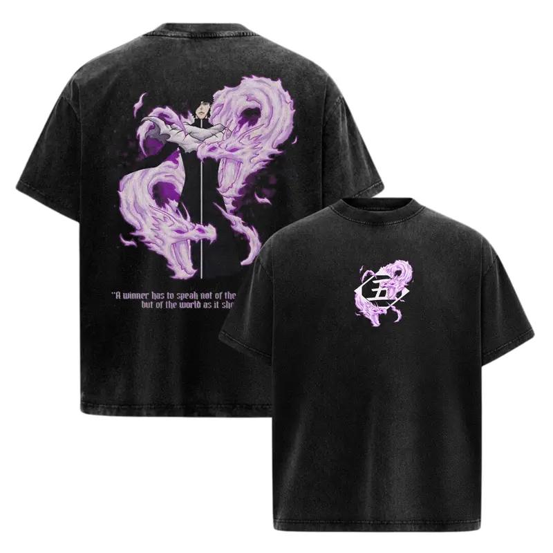 BLEACH Aizen Sousuke Printed Tee Men Women Washed Cotton T-shirts Manga Vintage T Shirt Harajuku Male Casual Short Sleeve Tshirt
