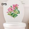 Летняя наклейка на унитаз с цветком лотоса, съемная самоклеящаяся водонепроницаемая ПВХ для гостиной, ванной комнаты, стены искусства, цветочная наклейка для украшения крышки унитаза