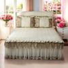Luxury Lace Thickened Bedspread Solid Color Home Bed Skirt with Pillowcase Bed Sheet Skirt Embroidery European-style Bed Spreads