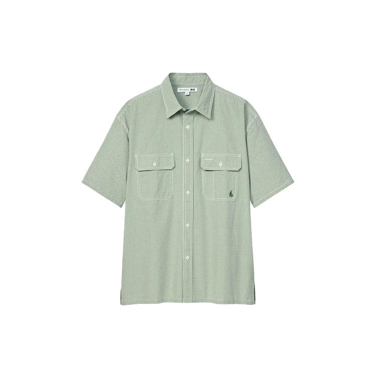 Uniqlo Свободная клетчатая рабочая рубашка с коротким рукавом Мужские рубашки 451147-53