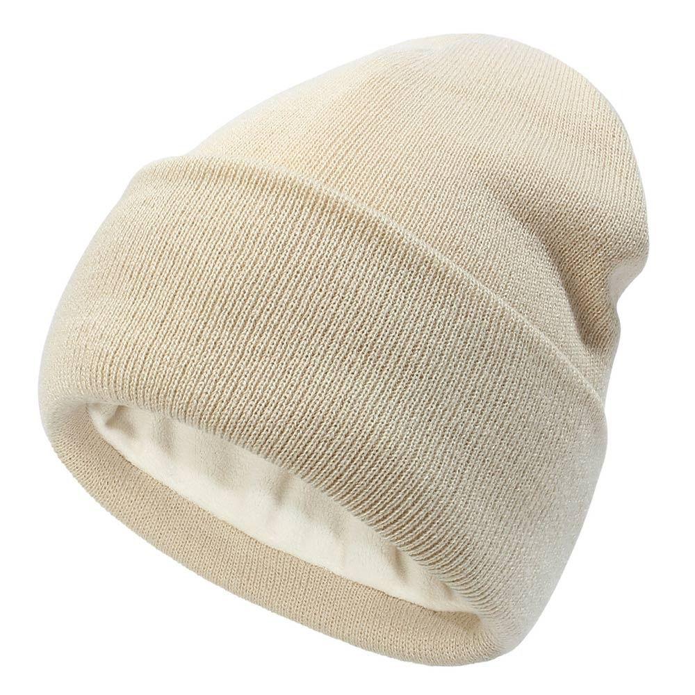 Winter Warm Cuffed Beanie Fleece Lined Ski Hats Soft Skull Cuff Cap  for Men Women