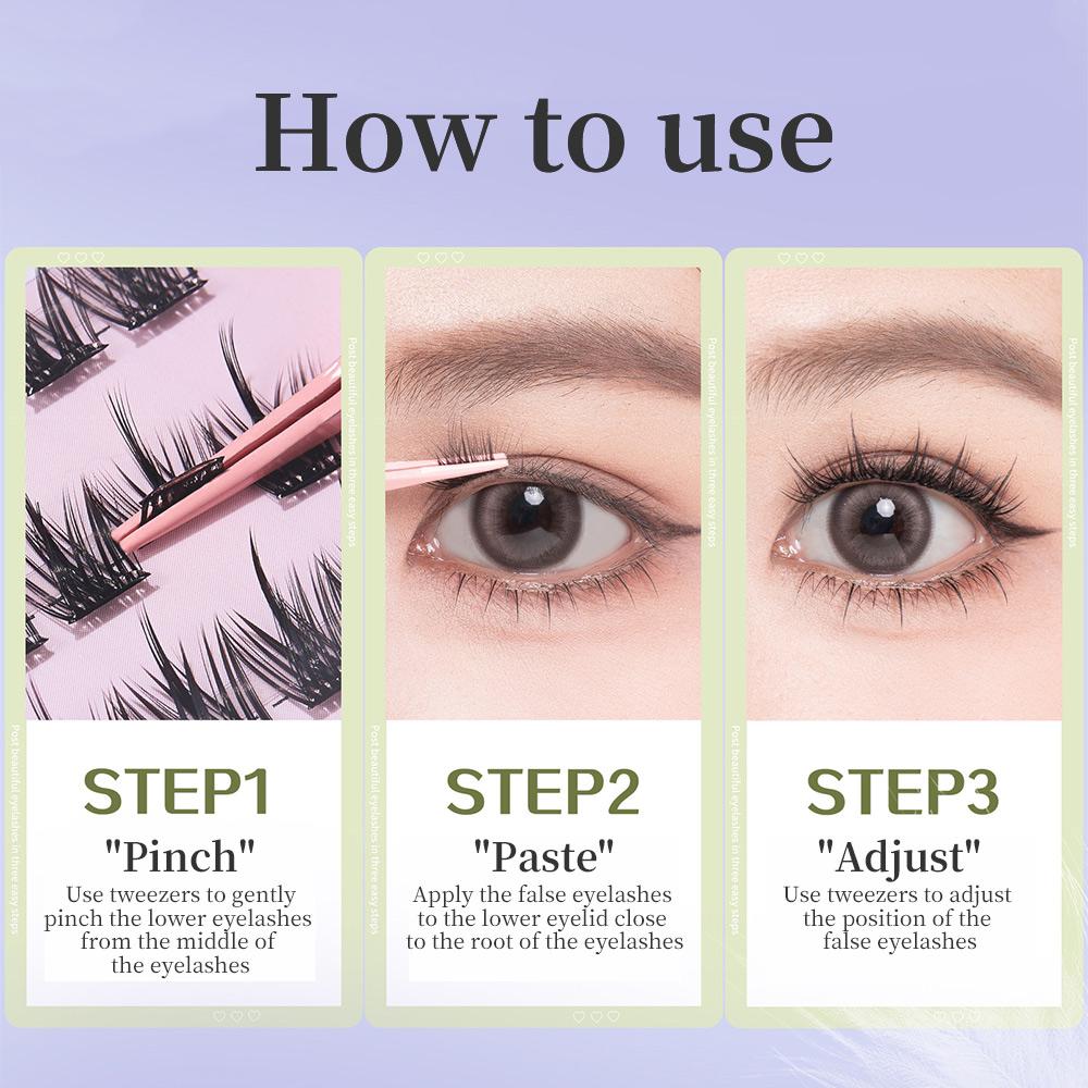 GECOMO Large Volume False Eyelashes Natural Volume Curly Four Different Types Of False Eyelashes In One Box Good For Travel