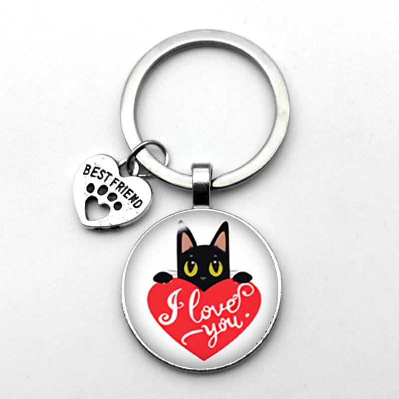 Very Cute Pet Cat Keychain Cat Paw Footprint Pattern Keychain BEST FRIEND Pendant Keychain Favorite Cat Essential Keychain
