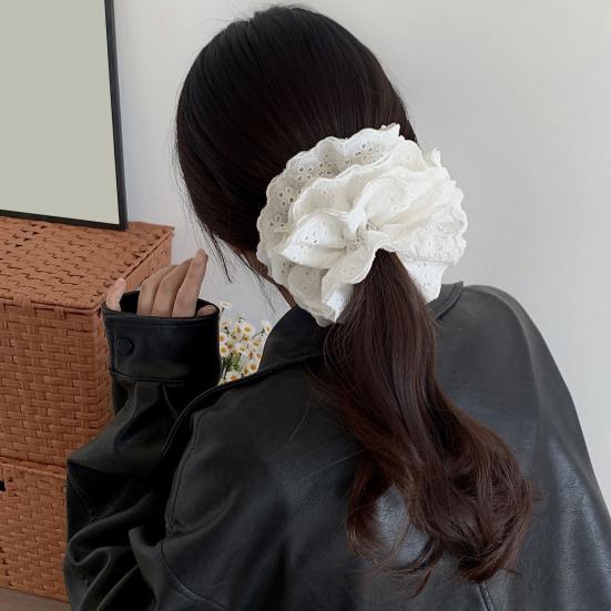 Женская повязка для волос с четырехслойной кружевной отделкой, большая однотонная повязка для волос во французском стиле, аксессуары для волос