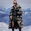 Women's Fur Coat Toka Wool Zebra Pattern New Fox Fur Coat Long Winter Casual Warmth