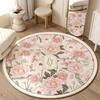 Американский Ретро Цветочный Круглый Ковер Нескользящий Прикроватный Плед Легкая Роскошь Продвинутый Новый Дом Круглый Коврик Комната Девочки Элегантное Украшение