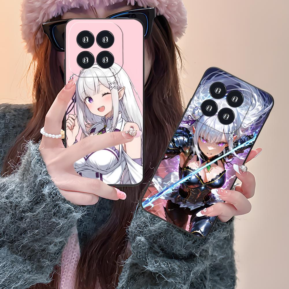 ReZero Emilia Waifu Mobile Phone Case for Xiaomi 15 14 13 12 Mi 11 T Ultra Lite Pro S X 5G Colorful Printing Cover Cover Pretty