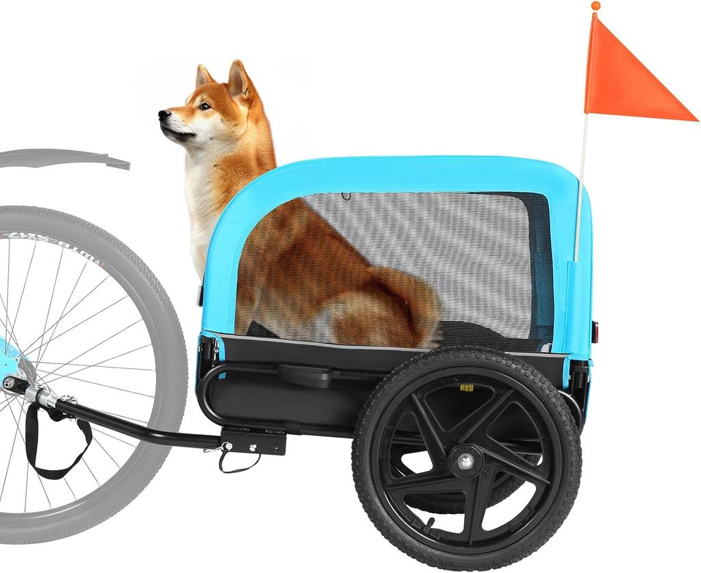 Sepnine 20303N 2-in-1 Pet Bike Trailer Stroller Foldable 30kg Capacity 16" Tires Breathable EU Stock