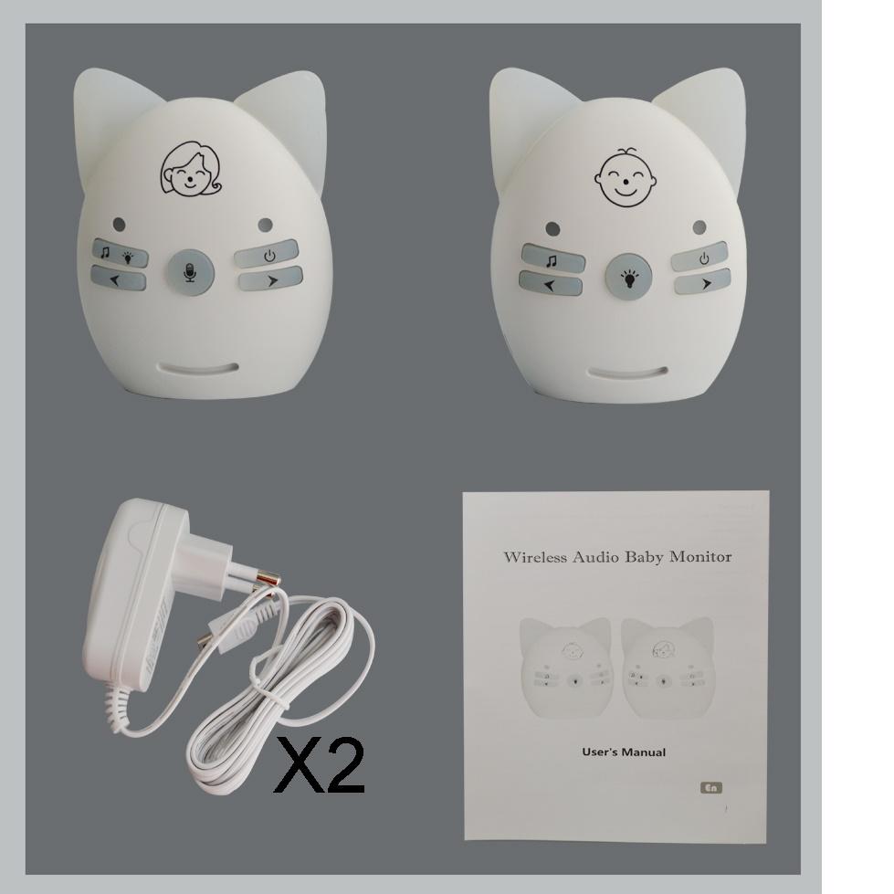 V30 EU Plug Чувствительная передача Двусторонняя связь Кристально чистый голос Cry 2.4GHz Беспроводной детский портативный цифровой аудионяня AA