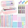 Mechanical Pencil Set with Pink Pencil Case,12X Pastel Mechanical Pencil 0.5mm-2.0mm with 564X HB+36X Color Leads for Writing, Drafting, Drawing,