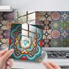 10pcs Wall Sticker Wallpaper Self Adhesive PVC Wall Stickers DIY Tile Bathroom Kitchen Removable Mandala Decal Retro Decoration