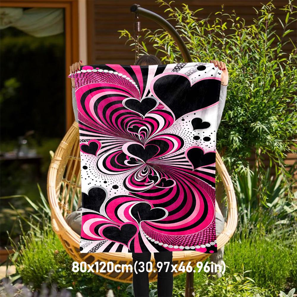 1pc Heart Love Outdoor Flannel Blanket Soft Warm All-Season Throw for Sofa Bed Car Camping Office, Cozy Gift Idea1209S