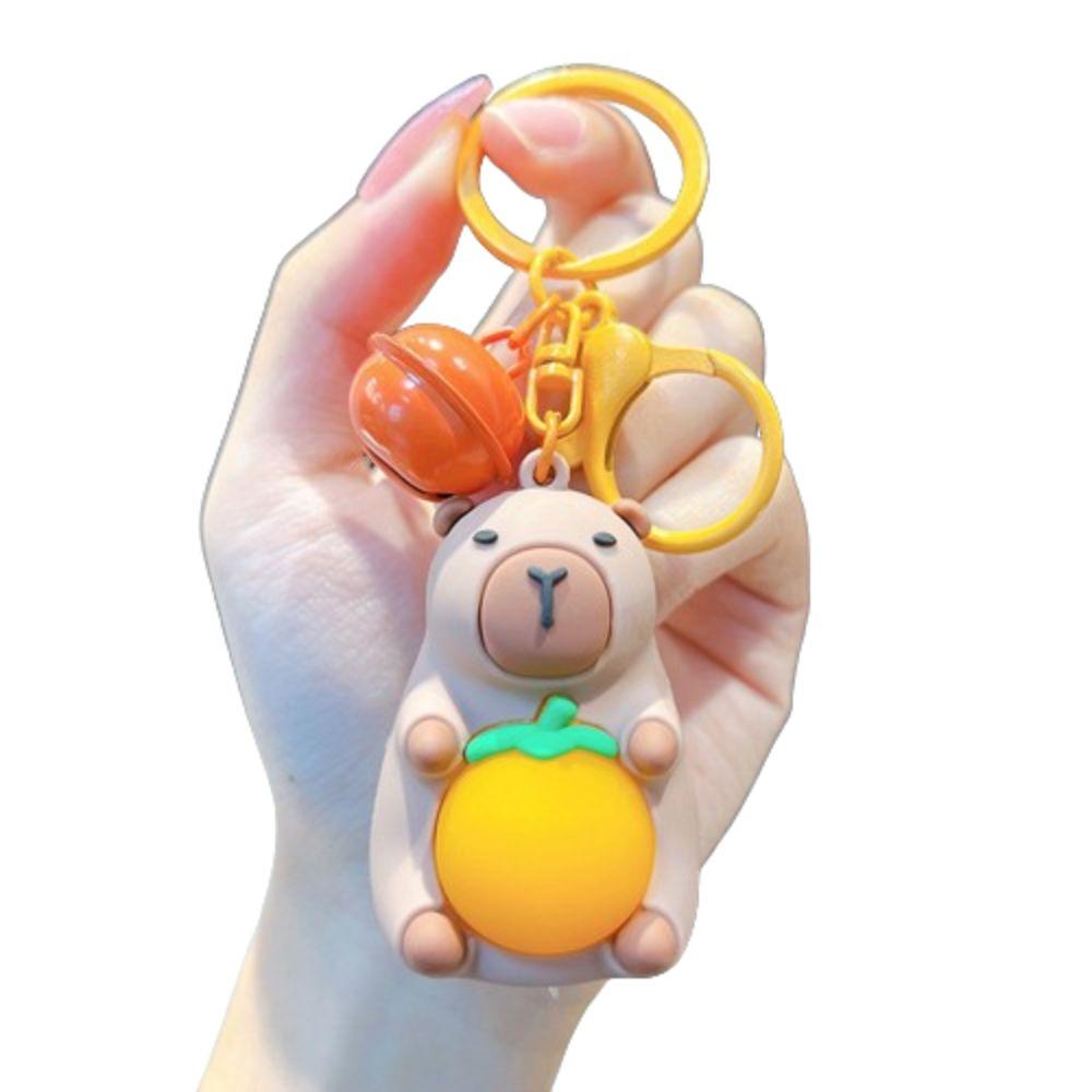 Брелок для ключей с куклой-капибарой из мультфильма и огнями, креативный брелок-аниме, ночник-подвеска