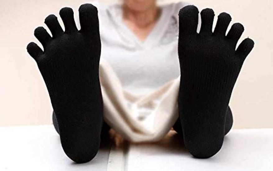 Five Comfort Regular Ankle Socks Toe Comfort Support Socks for Five Knee Back Hamstring Ingrown Sports [CS] (M, Black) Toes, Bunions, Pain, Pain,