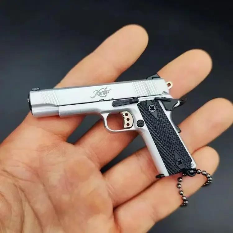 1:3 Alloy 1911 92f Mini Pistol Model Keychain Pendant Detachable Fake Toy Gun For PUBG Weapon Adult Children Christmas Gift