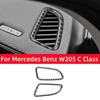 For Mercedes Benz W205 C180 C200 C300 C GLC Class Carbon Fiber Dashboard Air Vent Outlet Trim Frame Sticker Car Accessories