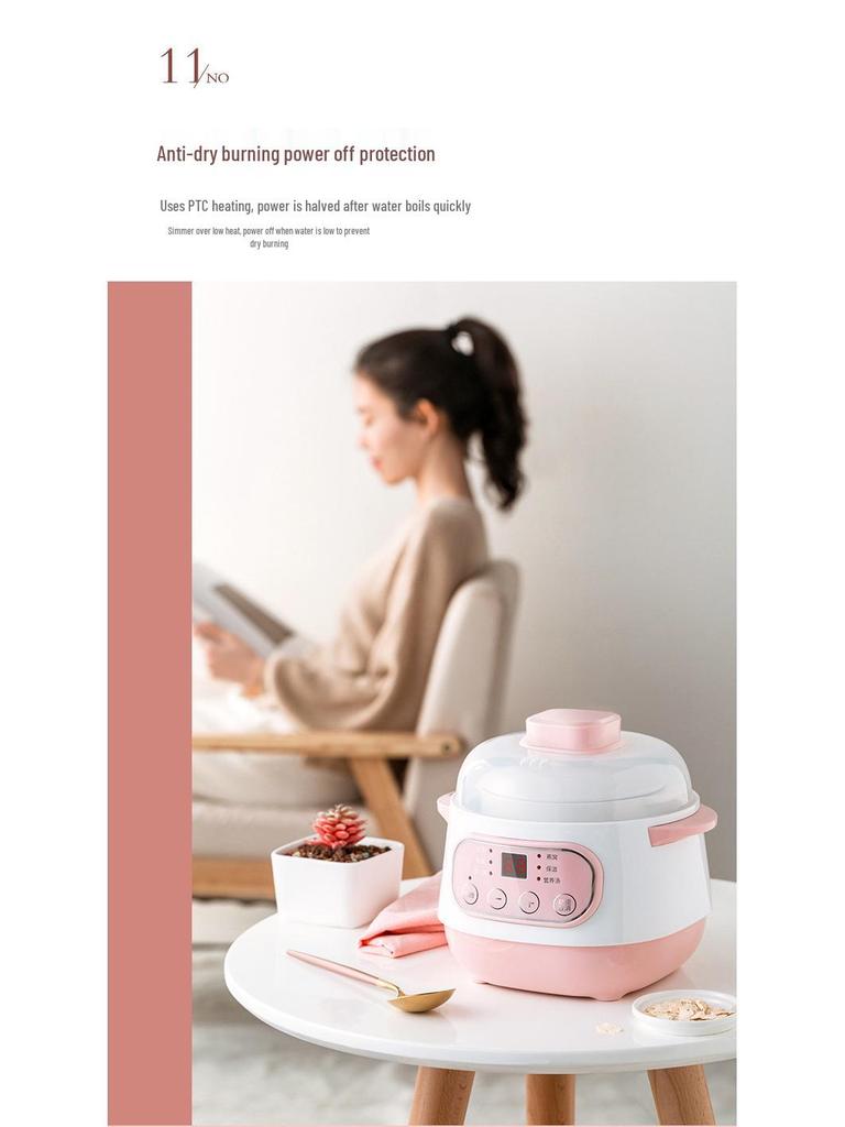 Электрическая керамическая мультиварка: Многофункциональная пароварка с двойным дном для супа, рагу, ласточкиного гнезда и сохранения здоровья