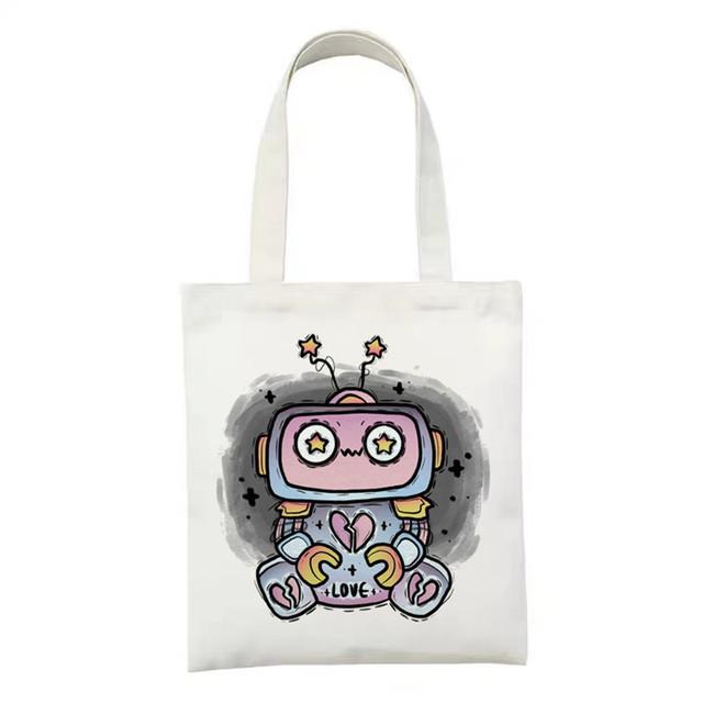 Женская пляжная сумка, сумки для покупок для продуктов, многоразовая эко-большая сумка с героями мультфильмов, женская холщовая сумка в стиле аниме, большая женская дорожная сумка