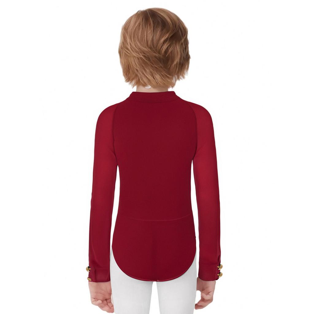 Боди для латиноамериканских танцев для мальчиков, с длинным рукавом, воротником-стойкой, леотард, костюм для сцены, соревнований