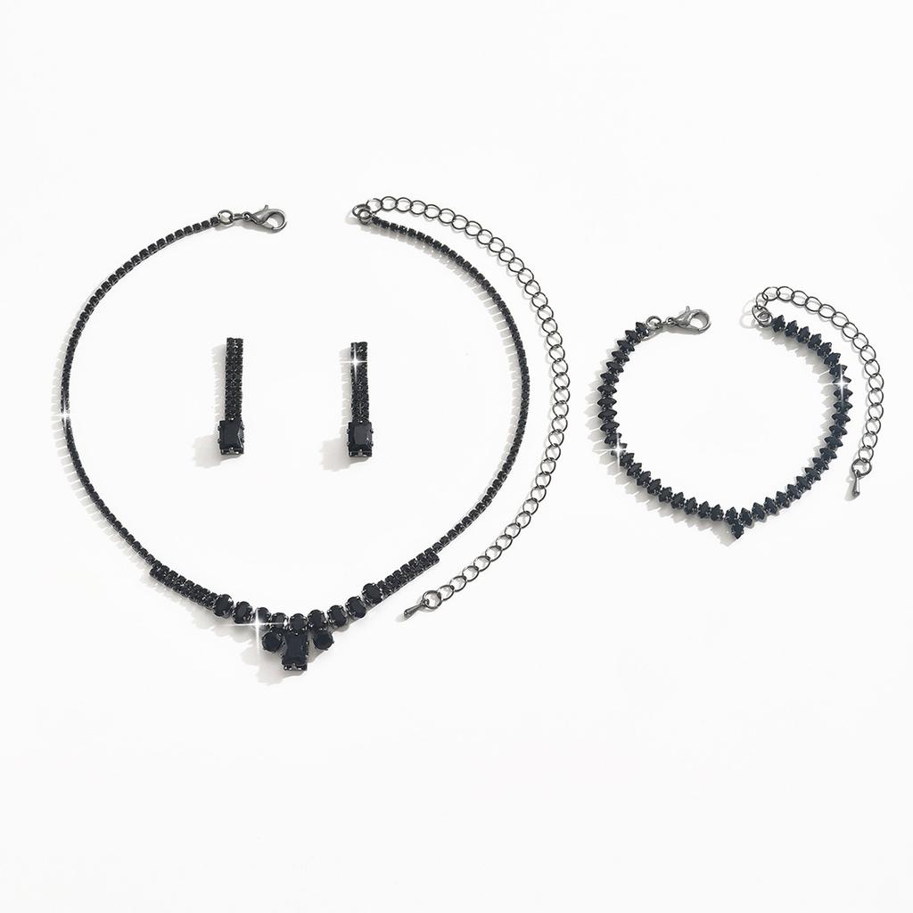 Роскошный темпераментный комплект украшений из стразов и циркония, ожерелье, серьги, браслет, комплект из трех предметов