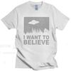 Stylish Male The X Files I Want To Believe Tshirt Crew Neck O-Neck Cotton T-Shirt Alien UFO Area 51 Tee Shirt Oversized Tops Tee