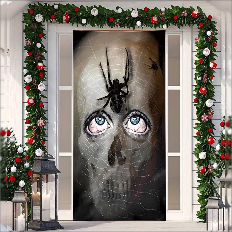 Рождественский гобелен на дверь из эластичной ткани - Фон с подарками Санта-Клауса для праздничных вечеринок