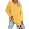 Spring and Autumn Ladies Blouse Long Sleeve Multicolor Loose Drop Shoulder Sleeve V-neck Solid Color Female Tops