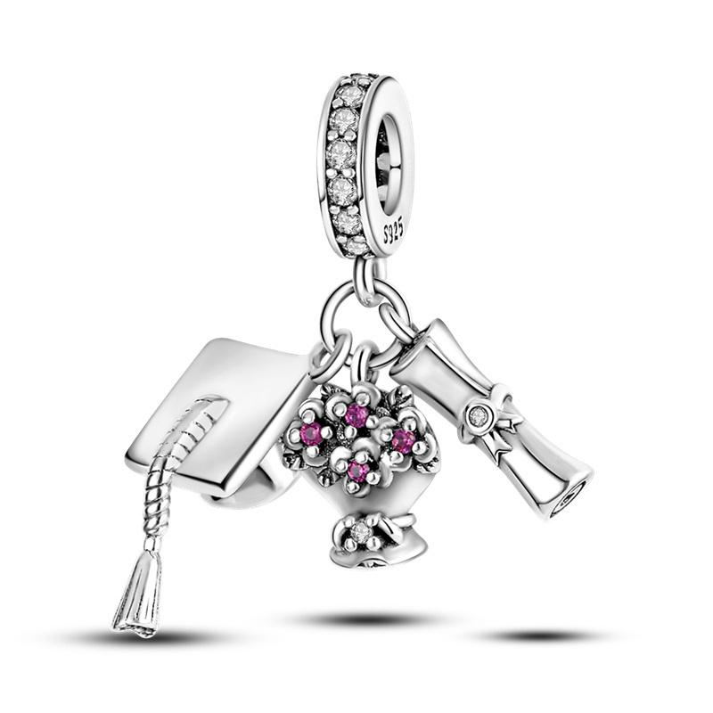 925 Silver Sunflower Butterfly Flower Heart Charm for 3mm DIY Bracelet, Beautifully Beaded DIY Fashion Maker Gifts