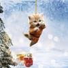 New Christmas Creative Kung Fu Cat Ornaments, Holiday Home Decor Acrylic Flat Pendant For Car Hanging, Christmas Tree Decoration